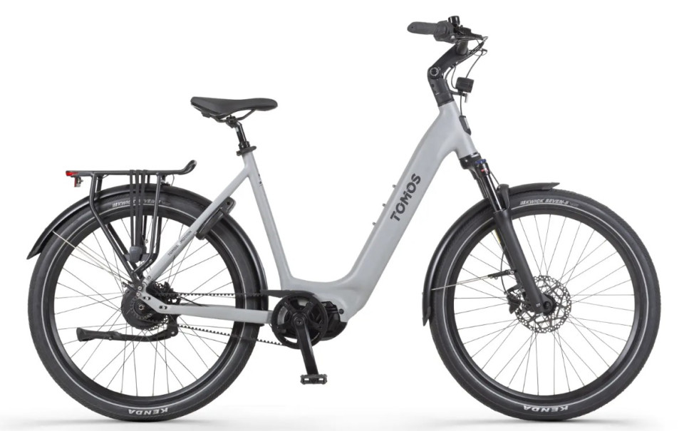 Tomos EB 22 - grey pastel matt - elektrische stadsfiets - dames met middenmotor