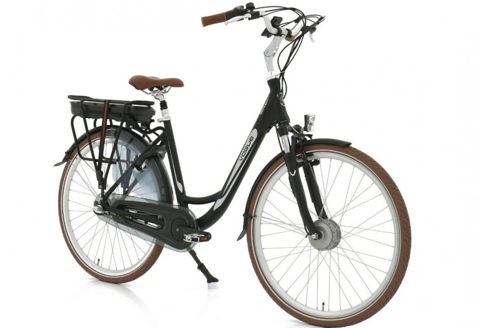 Vogue Basic N3 - mat zwart/bruin - elektrische damesfiets