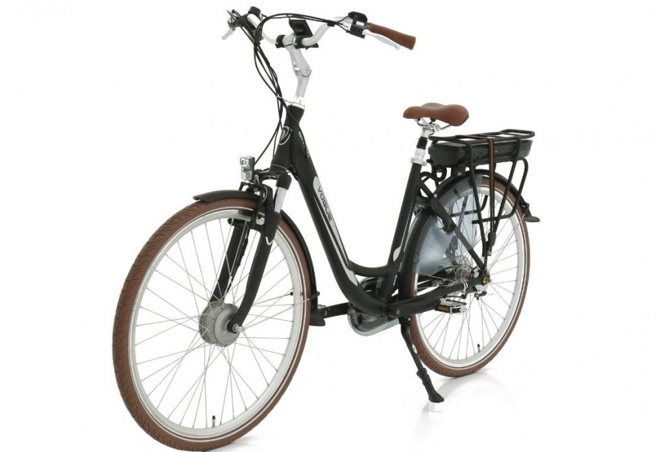 Vogue Basic N3 - mat zwart/bruin - elektrische damesfiets