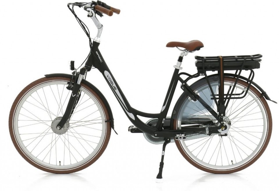 Vogue Basic N3 - mat zwart/bruin - elektrische damesfiets