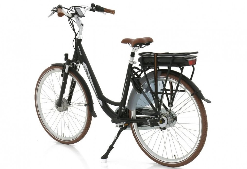 Vogue Basic N3 - mat zwart/bruin - elektrische damesfiets