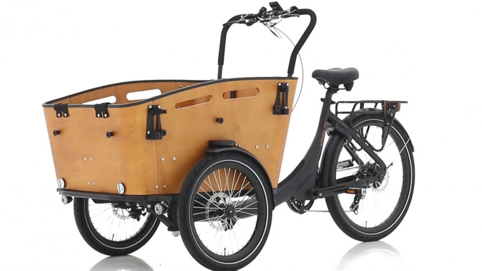 Vogue Superior 3 elektrische driewieler bakfiets - mat zwart/bruin