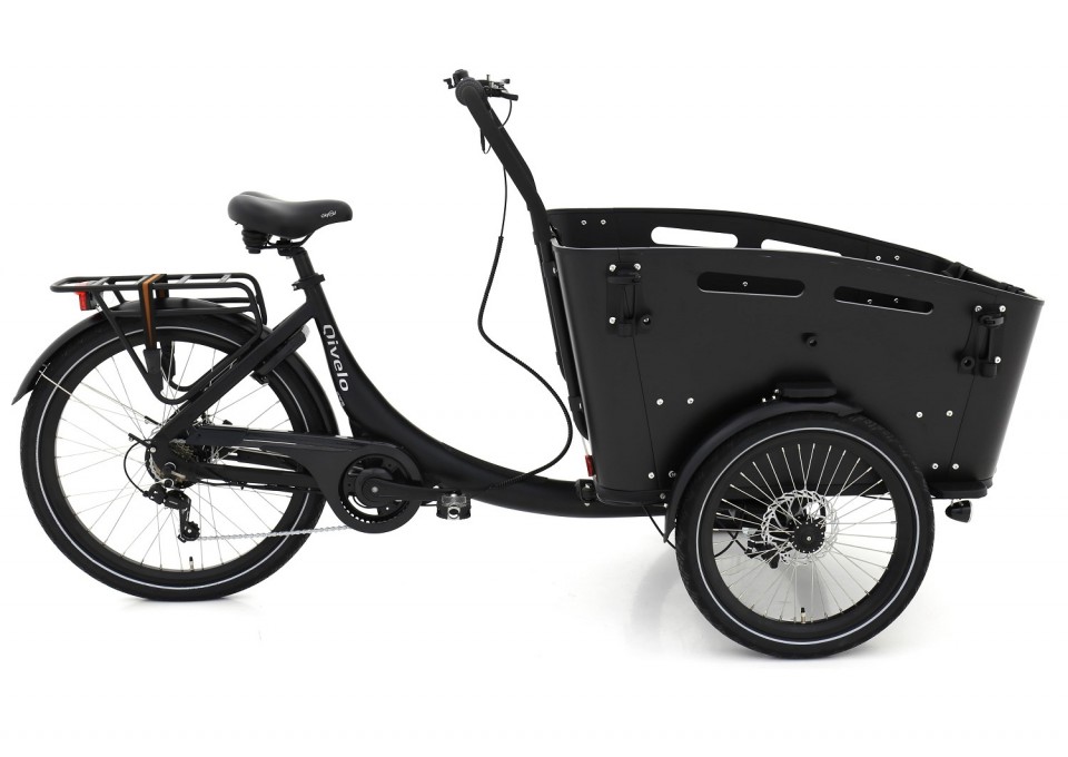 Qivelo Curve DR7 elektrische driewieler bakfiets - mat zwart/zwart