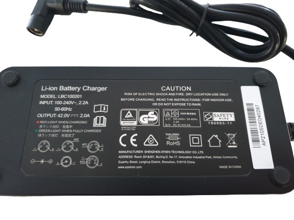 Accu oplader 36V/2AH Haakse aansluiting (113-5-B) 