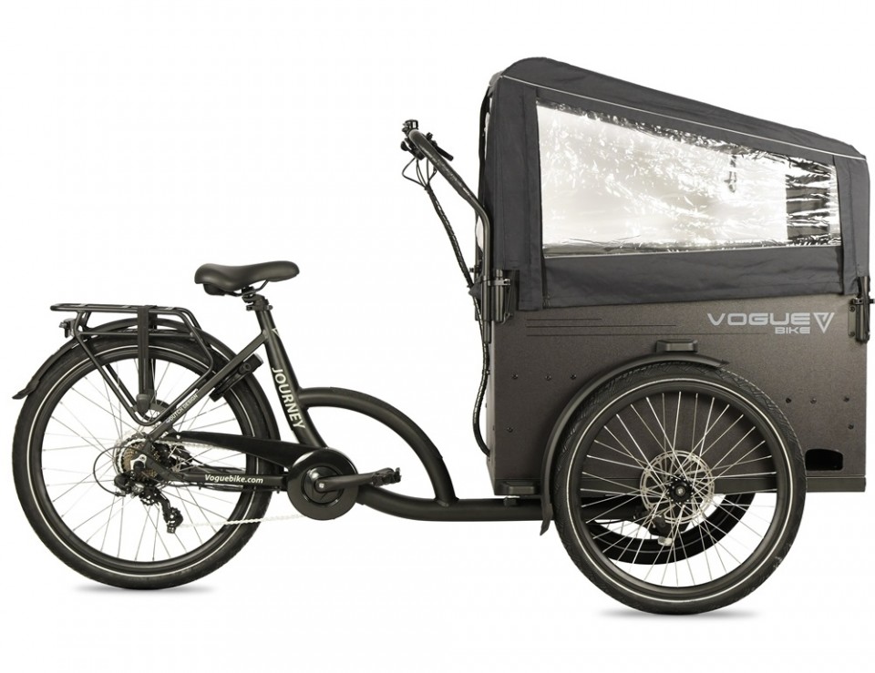 Vogue Journey elektrische bakfiets - mat zwart/zwart