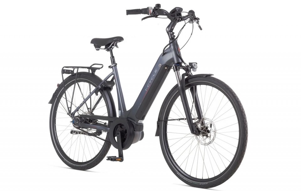 Icycle Vibe 2.0 - mat grijs/blauw - elektrische damesfiets