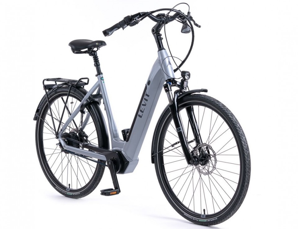 Levit Calvia 3 - mat blauw/grijs - elektrische damesfiets