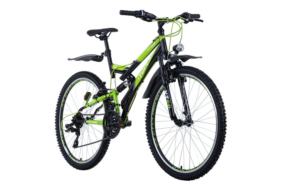 Qivelo Fully Topeka 26 Plus - zwart/groen - kinder mountainbike