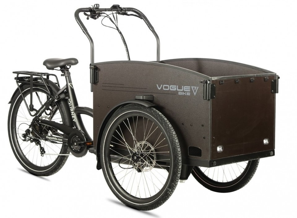 Vogue Journey elektrische bakfiets - mat zwart/zwart