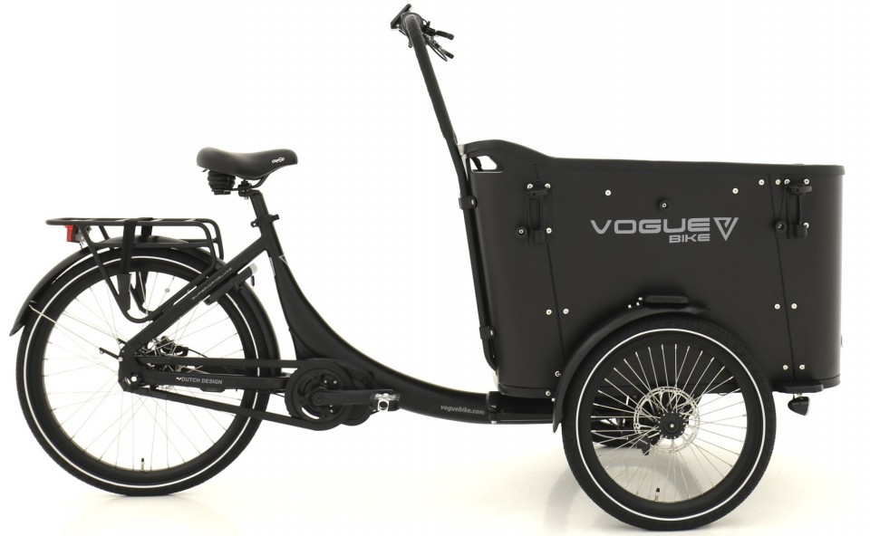 Vogue Superior 3 Deluxe - elektrische driewieler bakfiets - mat zwart/zwart