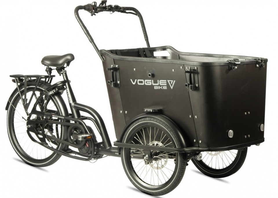 Vogue Avenger elektrische driewieler bakfiets - mat zwart/zwart