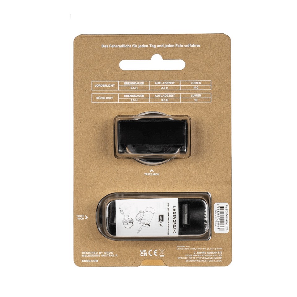 Knog voor en achterlicht - Black (250/10 Lumen) (61-3-e)