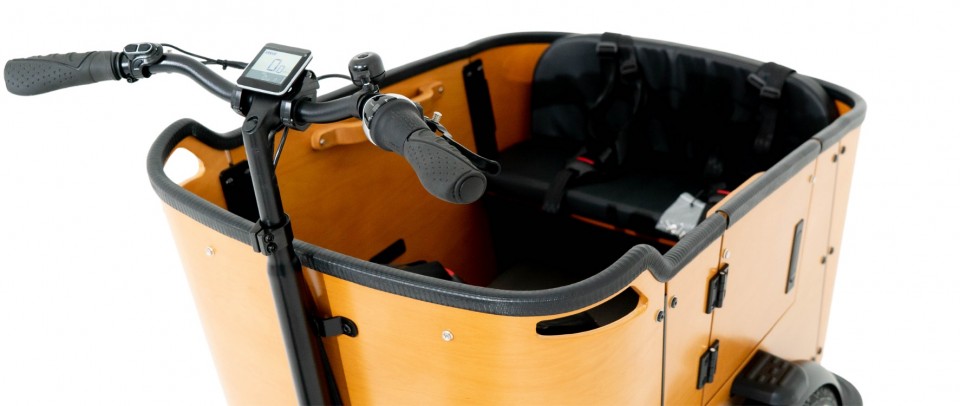 Qivelo Force elektrische driewieler bakfiets - mat zwart/bruin