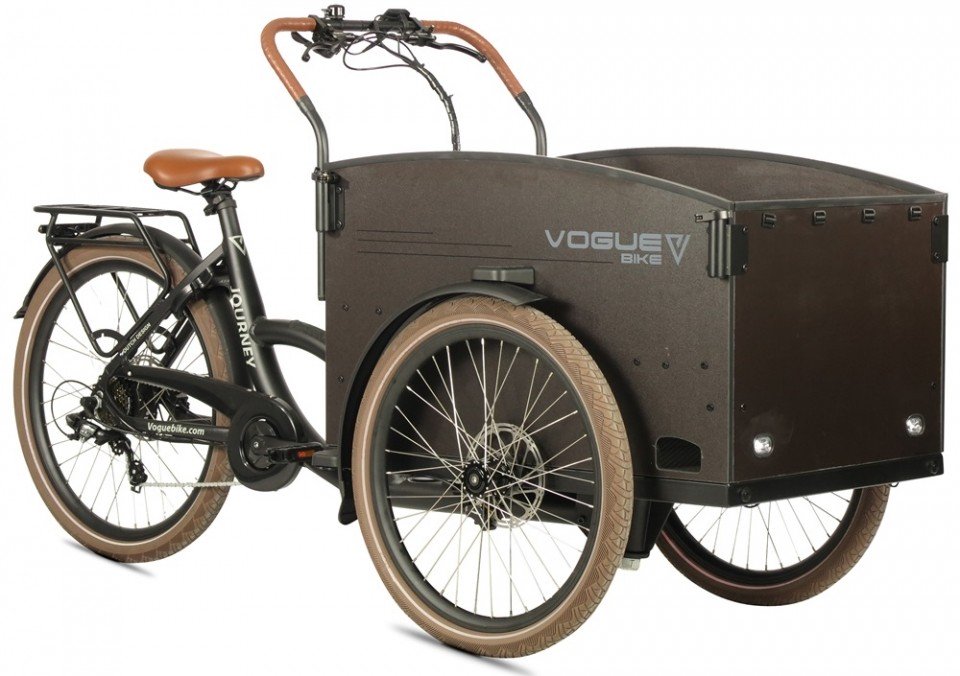Vogue Journey Upgrade elektrische bakfiets - mat zwart/bruin