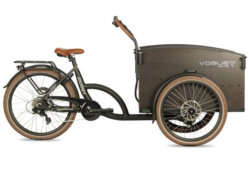 Vogue Journey Upgrade elektrische bakfiets - mat zwart/bruin
