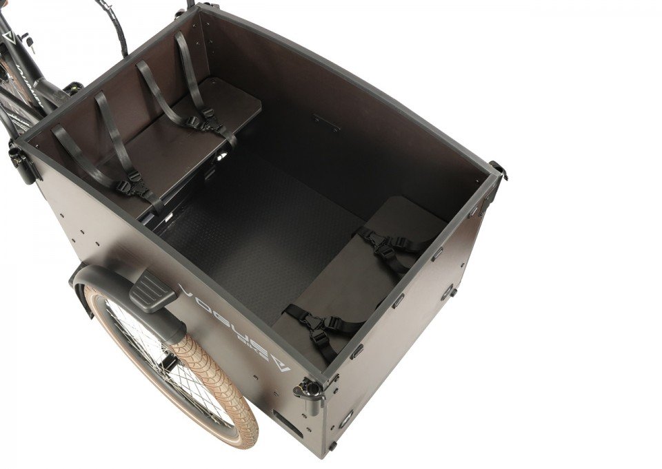 Vogue Journey Upgrade elektrische bakfiets - mat zwart/bruin