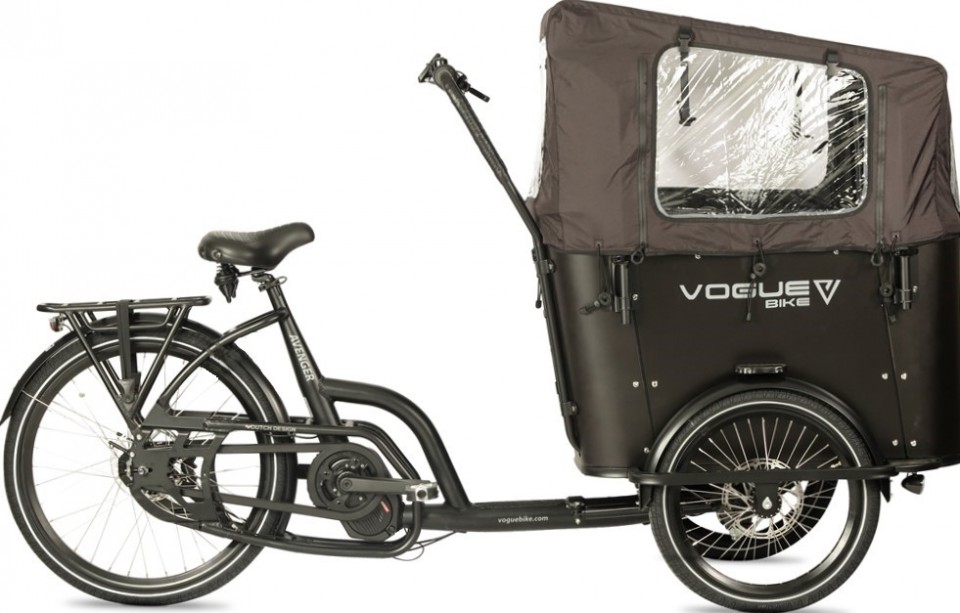Vogue Avenger elektrische driewieler bakfiets - mat zwart/zwart
