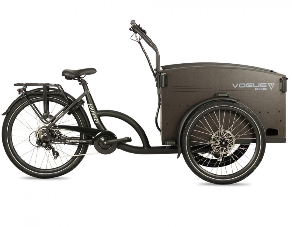 Vogue Journey elektrische bakfiets - mat zwart/zwart