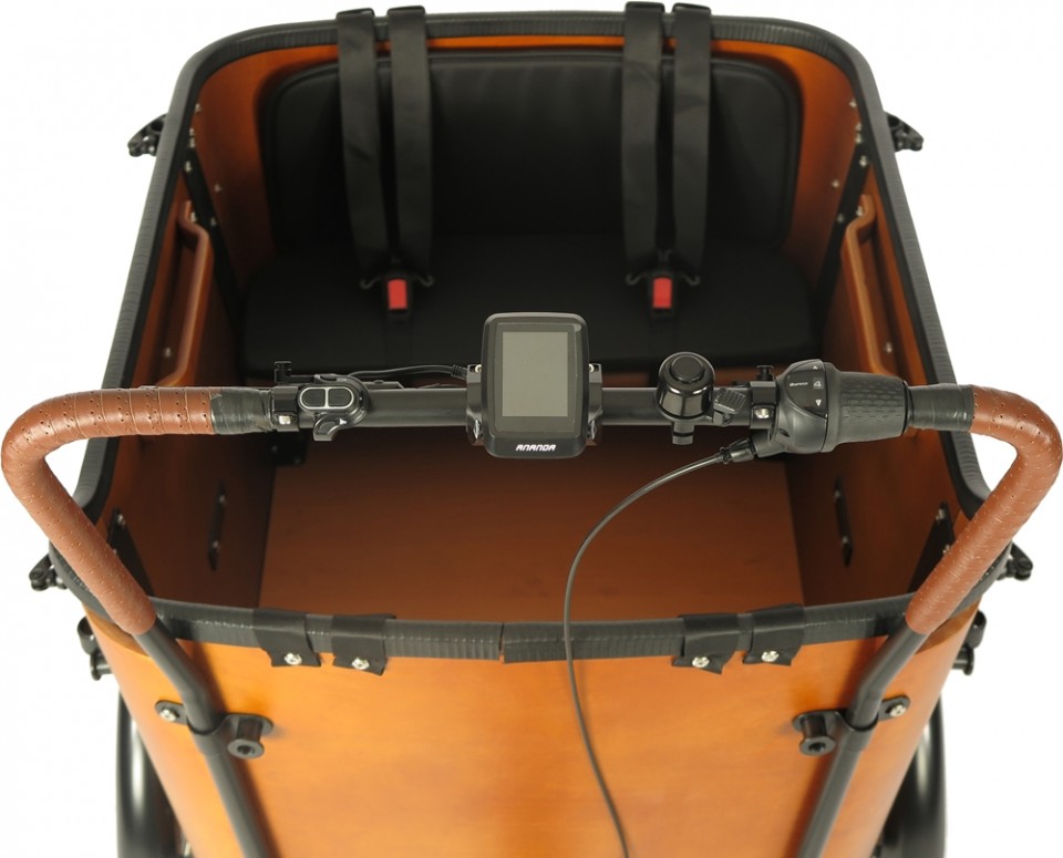 Qivelo N8 elektrische driewieler bakfiets - mat zwart/bruin