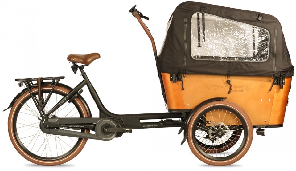 Vogue Carry 3 - Ananda M81 - 540Wh - elektrische bakfiets - mat zwart/bruin
