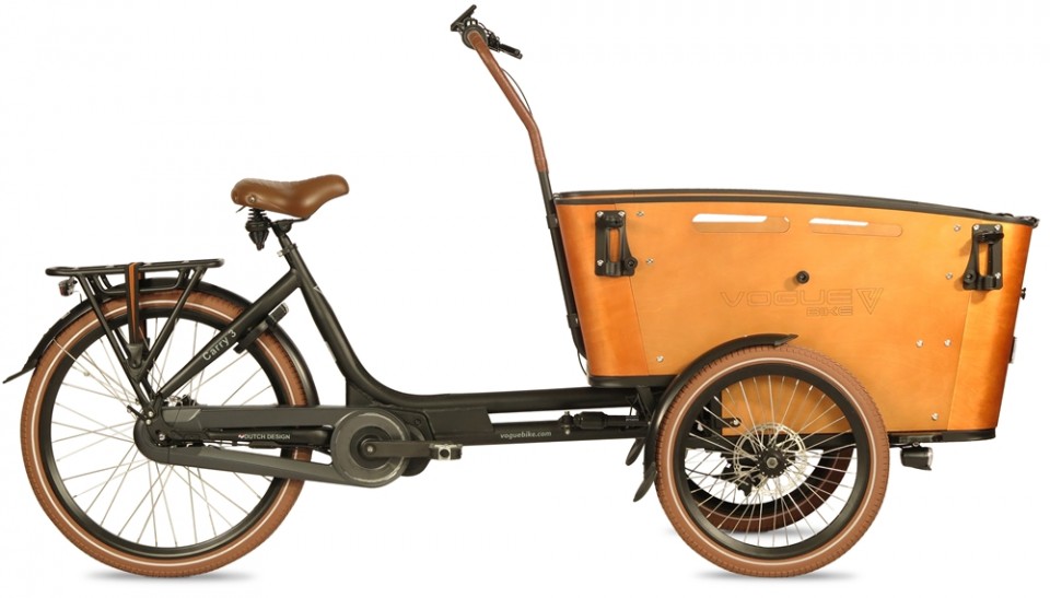 Vogue Carry 3 - Ananda M81 - 540Wh - elektrische bakfiets - mat zwart/bruin