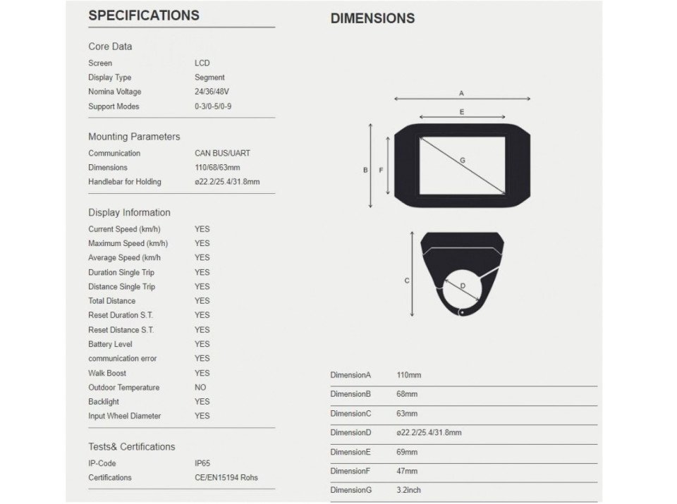 Display E-Drive LCD 750C (Bafang ) (52-2-d)