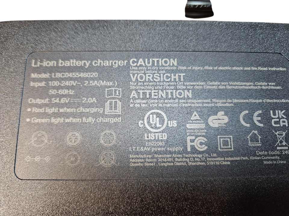 Accu oplader 48V / 2.0Ah 1 pin Ouxi Fatbike (112-3-b)