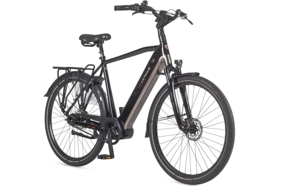 Icycle Vibe Belt - glanzend zwart - elektrische herenfiets