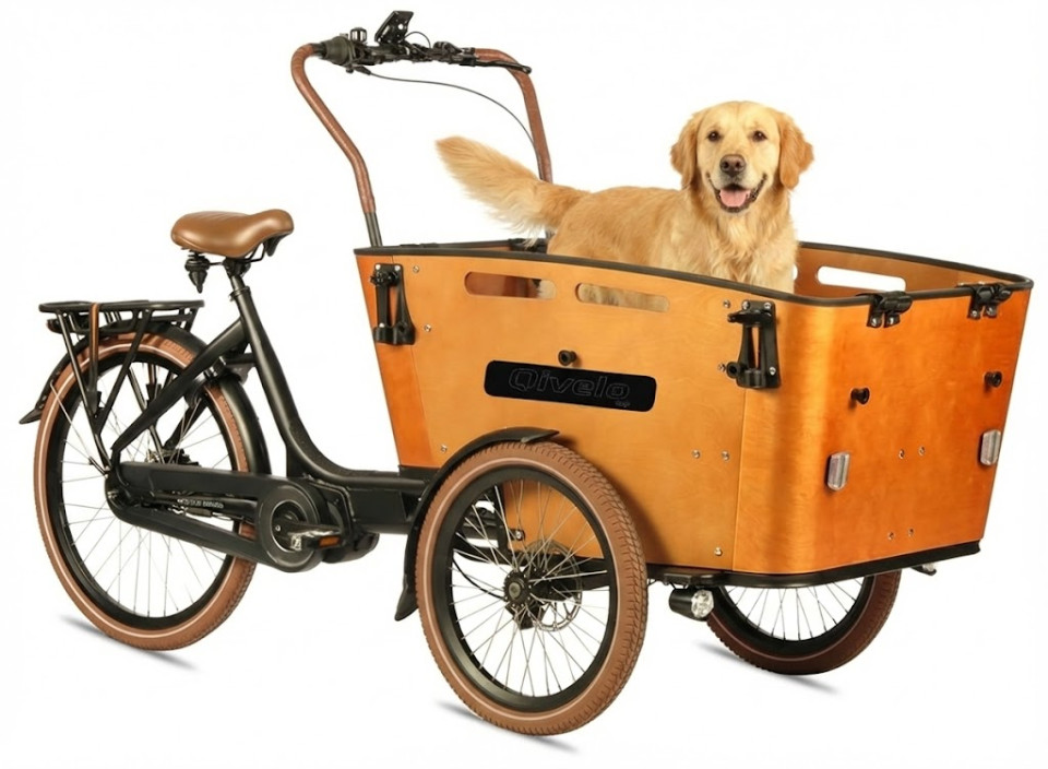 Qivelo Curve 3 468Wh - elektrische bakfiets - zwart/bruin