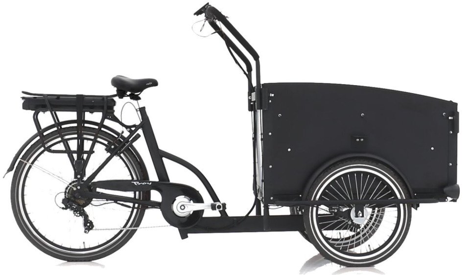 Vogue Troy - elektrische driewieler bakfiets - mat zwart/zwart