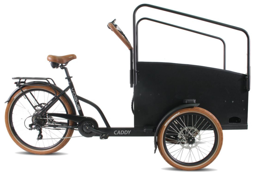 Vogue Caddy - elektrische bakfiets - mat zwart/bruin