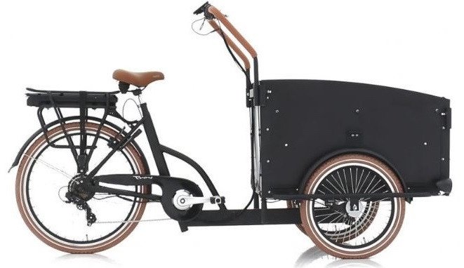 Vogue Troy - elektrische driewieler bakfiets - mat zwart/bruin