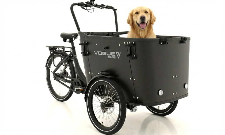 Vogue Superior 3 Deluxe - elektrische driewieler bakfiets - mat zwart/zwart