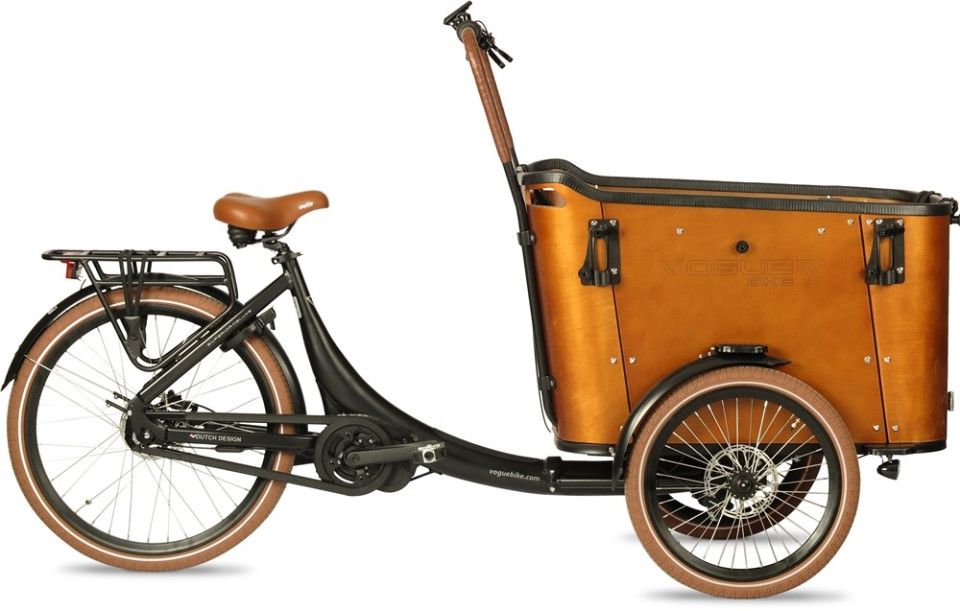 Vogue Superior 3 Deluxe - elektrische driewieler bakfiets - mat zwart/bruin