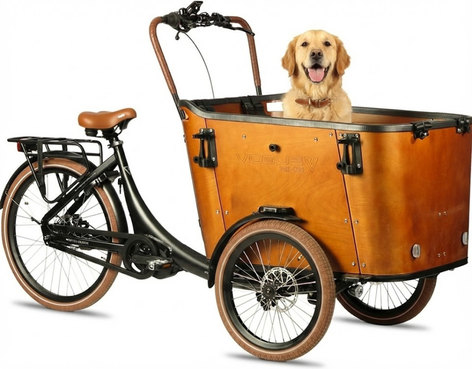 Vogue Superior 3 Deluxe - elektrische driewieler bakfiets - mat zwart/bruin