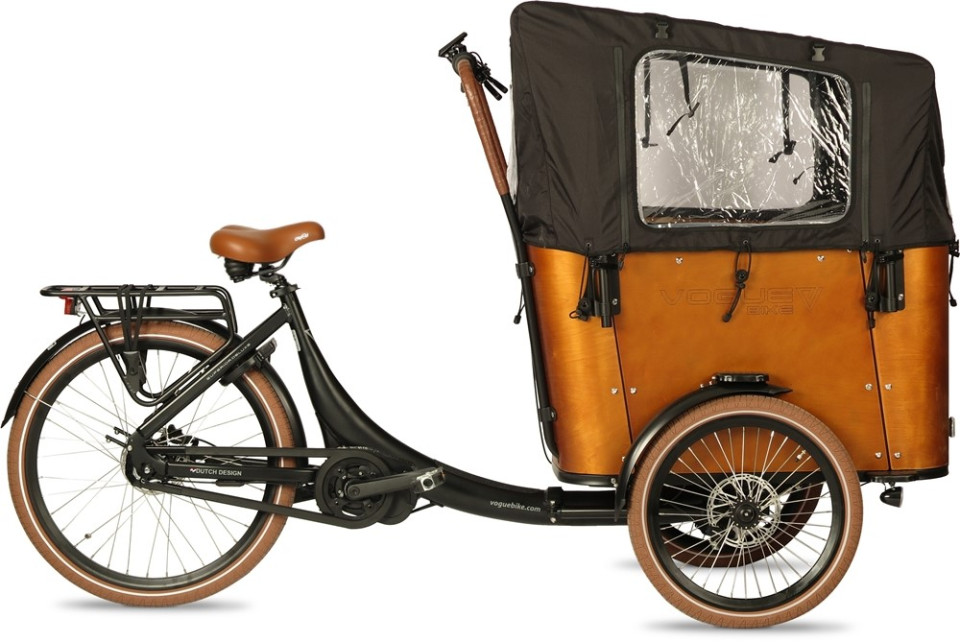 Vogue Superior 3 Deluxe - elektrische driewieler bakfiets - mat zwart/bruin