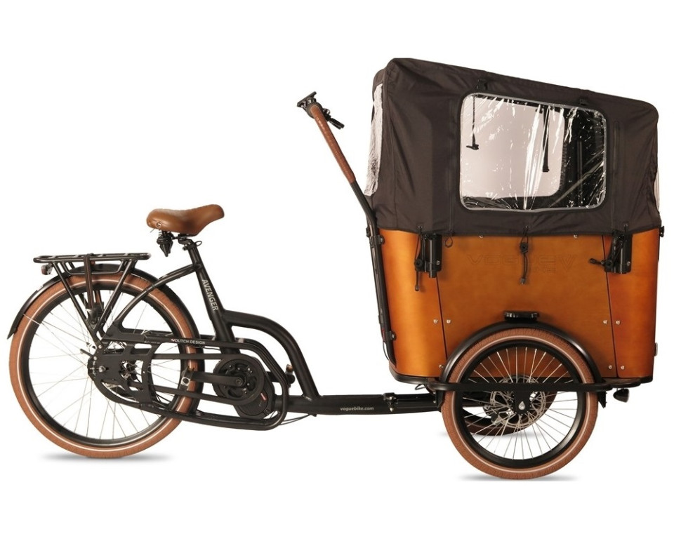 Vogue Avenger - elektrische driewieler bakfiets - mat zwart/bruin
