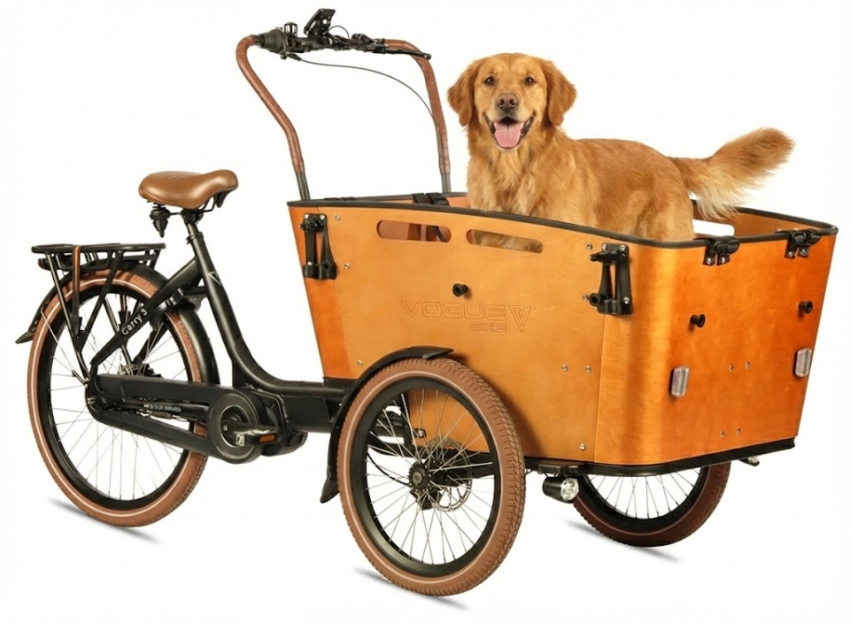 Vogue Carry 3 - Ananda M81 - 540Wh - elektrische bakfiets - mat zwart/bruin