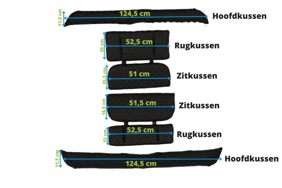 Bakfiets kussens - model 2 - Geschikt voor de Carry 2, Superior 2, Curve 2 en de Curve 2 DR7 (230B2a)