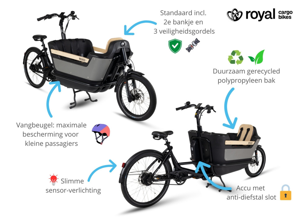 Royal Cargo Bike 2W Premium Plus - elektrische tweewieler bakfiets - Wit