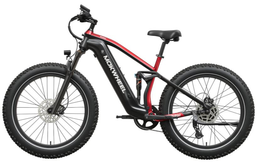 Mokwheel Obsidian 2.0 Zwart/Rood | Elektrische Heren Moutainbike | Fatbike
