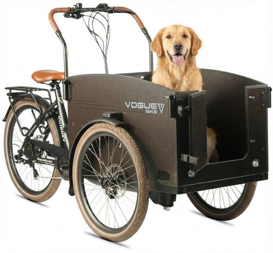 Vogue Journey S - Dog - elektrische bakfiets - mat zwart/bruin