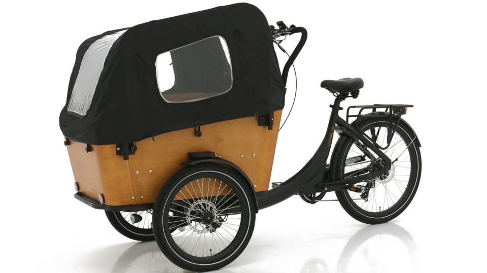Vogue Superior 3 Dog - elektrische driewieler bakfiets - mat zwart/bruin
