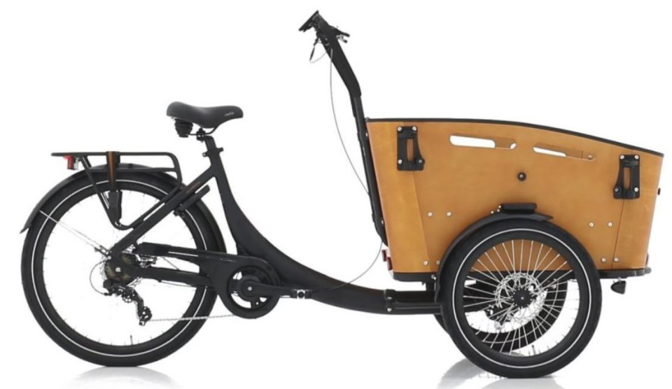 Qivelo Curve DR7 Dog - elektrische driewieler bakfiets - mat zwart/bruin