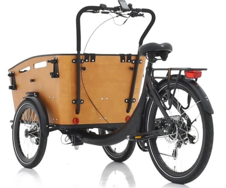Qivelo Curve DR7 Dog - elektrische driewieler bakfiets - mat zwart/bruin