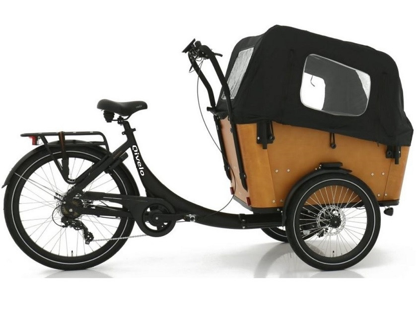 Qivelo Curve DR7 Dog - elektrische driewieler bakfiets - mat zwart/bruin