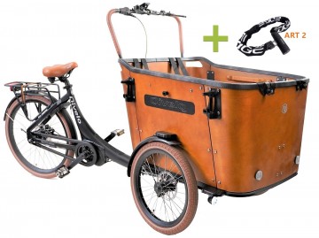 Qivelo N8 elektrische driewieler bakfiets - Mat zwart/bruin