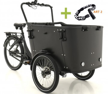 Qivelo N8 elektrische driewieler bakfiets - mat zwart/zwart