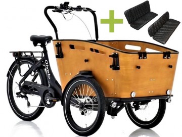 Qivelo Curve DR7 elektrische driewieler bakfiets - mat zwart/bruin