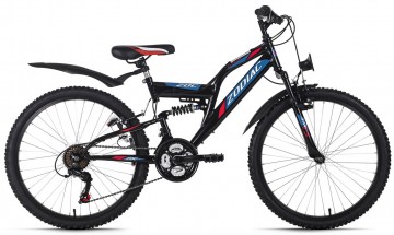 Qivelo Fully 24 Zodiac Plus - zwart/rood - jongens mountainbike